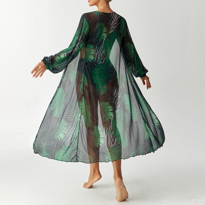 Women's Transparent Beach Dress with Floral Pattern StylebySassy