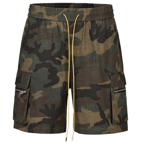 Men's Cargo Shorts in Camouflage Ripstop with Elastic Waistband, Drawstring and Zipper Pockets StylebySassy
