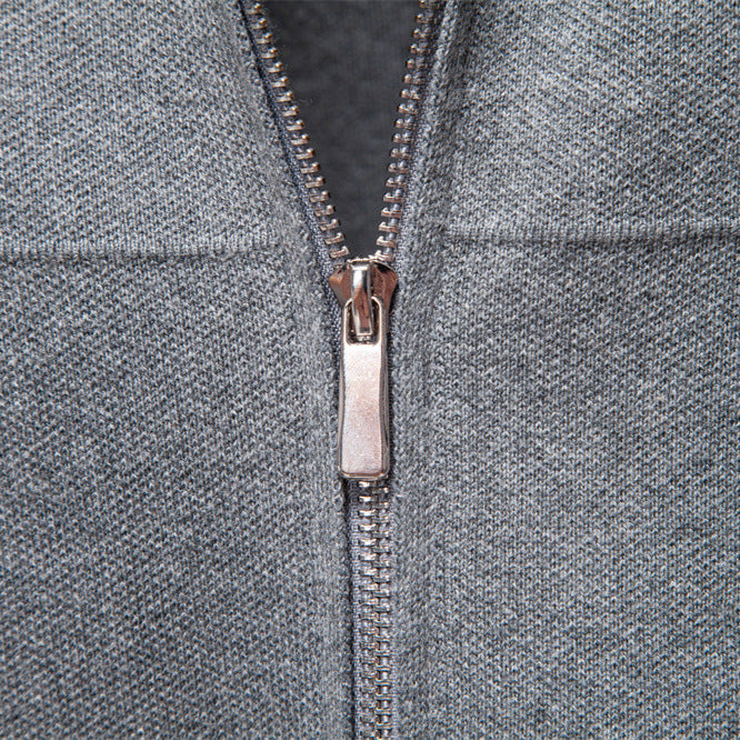 Men's fine knit zip jacket with kent collar and ribbed cuffs StylebySassy