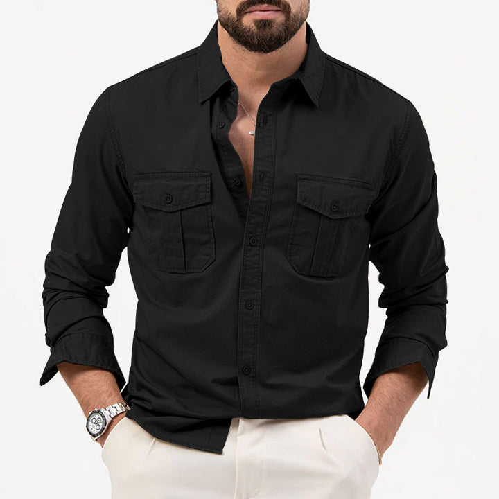 Men's narrow fit casual shirt with chest pockets and Kent collar StylebySassy