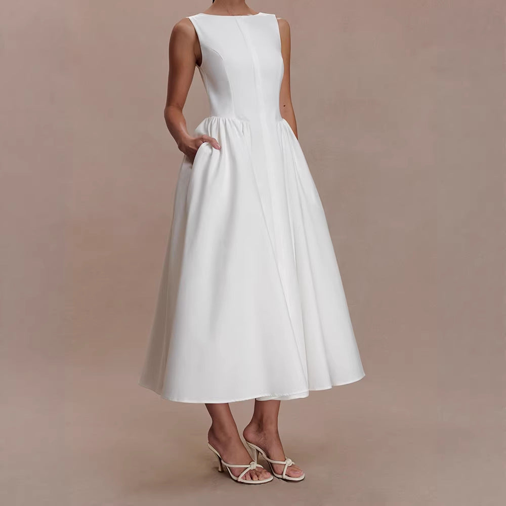 Women Elegant Midi Dress with Feminine A-Line Skirt StylebySassy