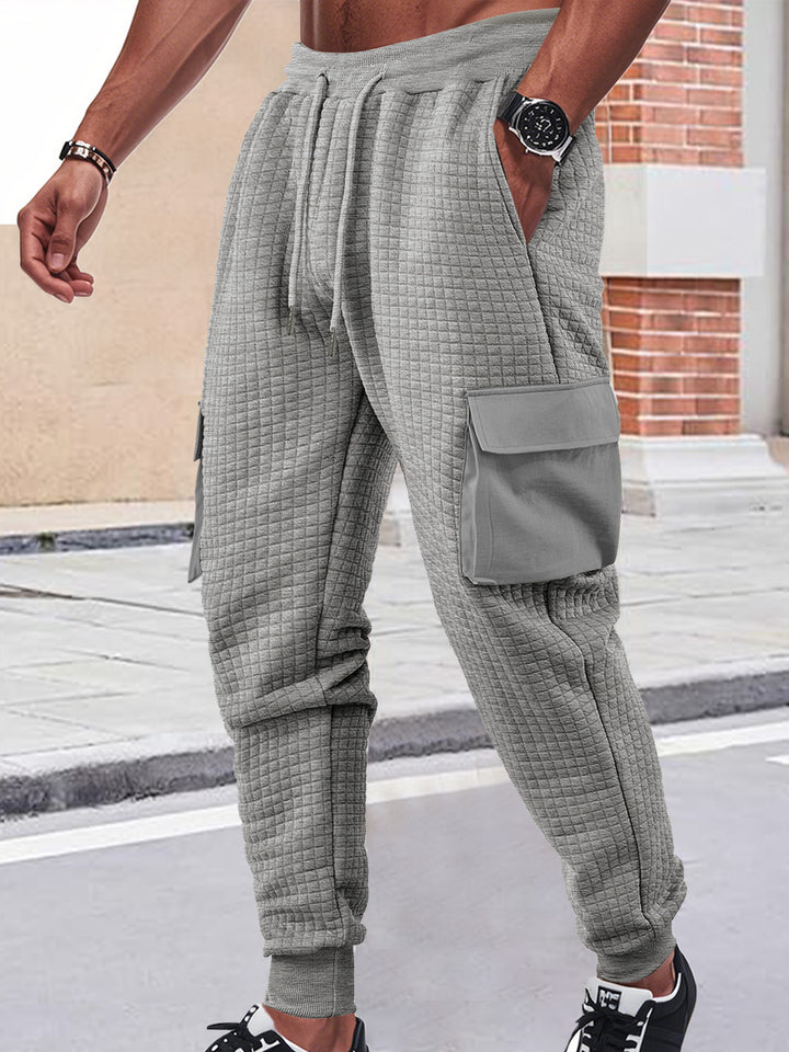 Men's Nano Square Structured Cargo Jogging Pants with Drawstring Waist and Patch Side Pockets StylebySassy