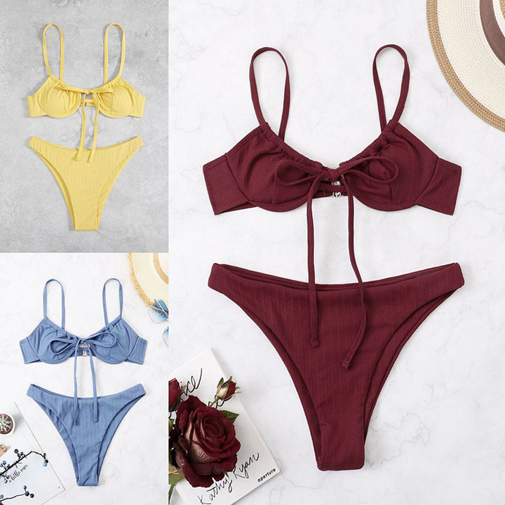 Women's bikini set with adjustable straps and refined ruffle details StylebySassy