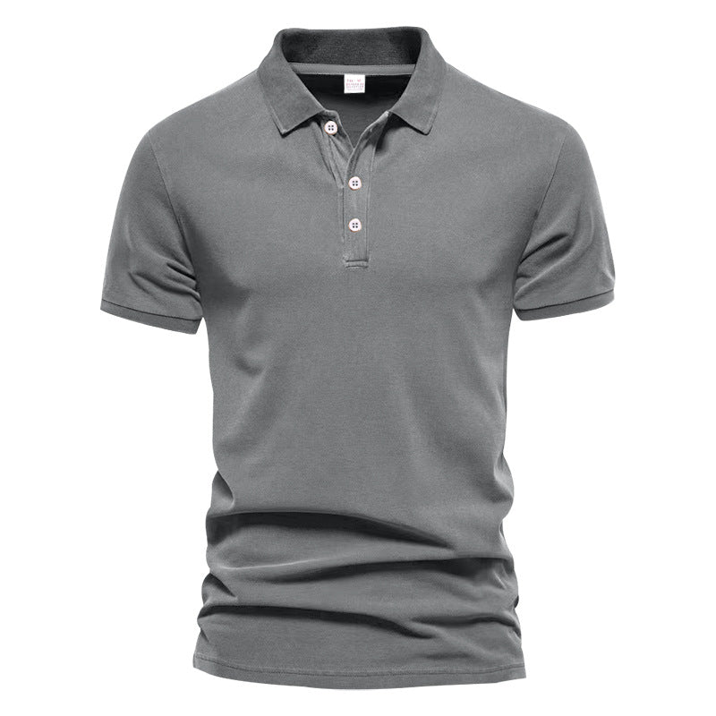 Men's breathable cotton polo shirt short sleeves with classic collar and ribbed cuffs StylebySassy