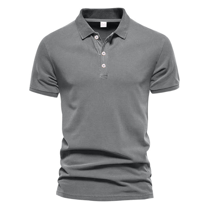 Men's breathable cotton polo shirt short sleeves with classic collar and ribbed cuffs StylebySassy