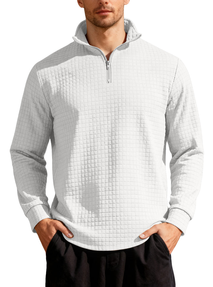 Men's Nano Square Structured Comfort Half Zip Sweater with Stand Collar and Light Padding StylebySassy
