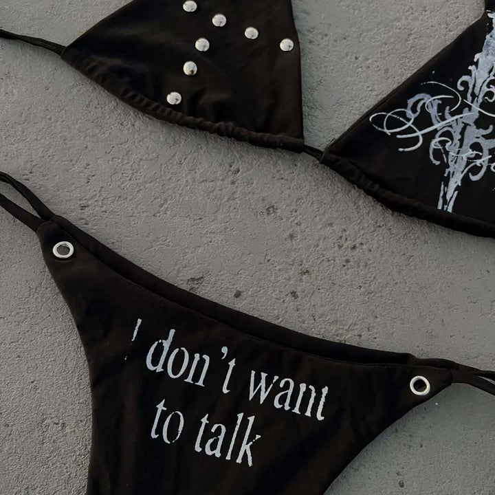 Women Triangle Bikini with unique lettering and glitter elements StylebySassy