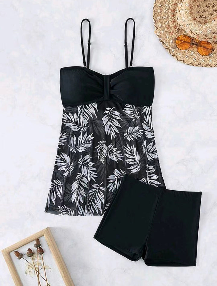 Women's Tankini Set with floral top and sporty shorts StylebySassy