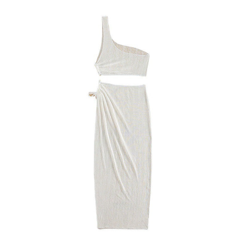 Women's asymmetrical crop top with casual midi skirt StylebySassy