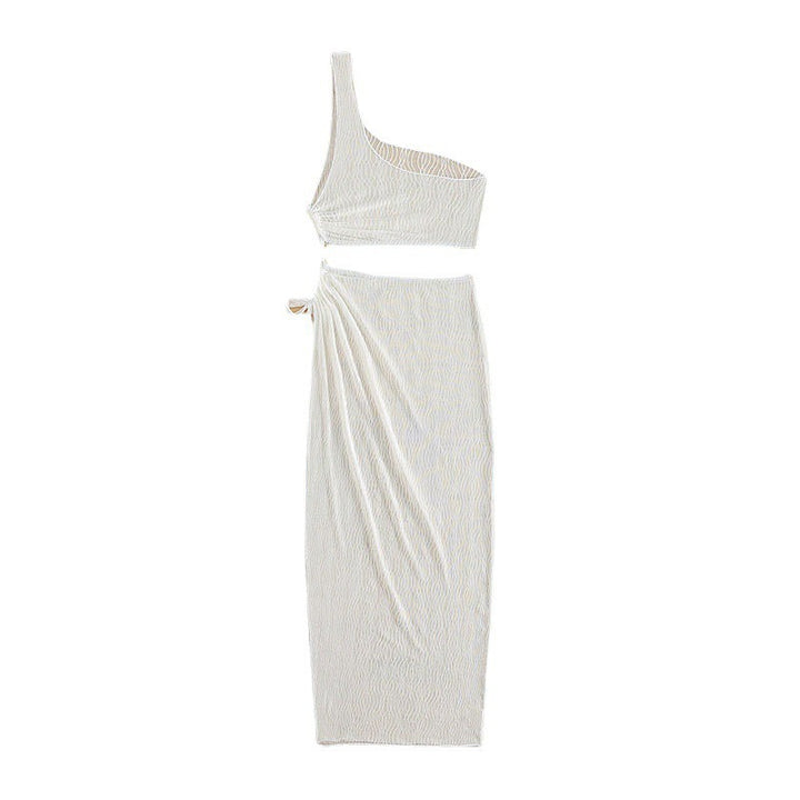 Women's asymmetrical crop top with casual midi skirt StylebySassy
