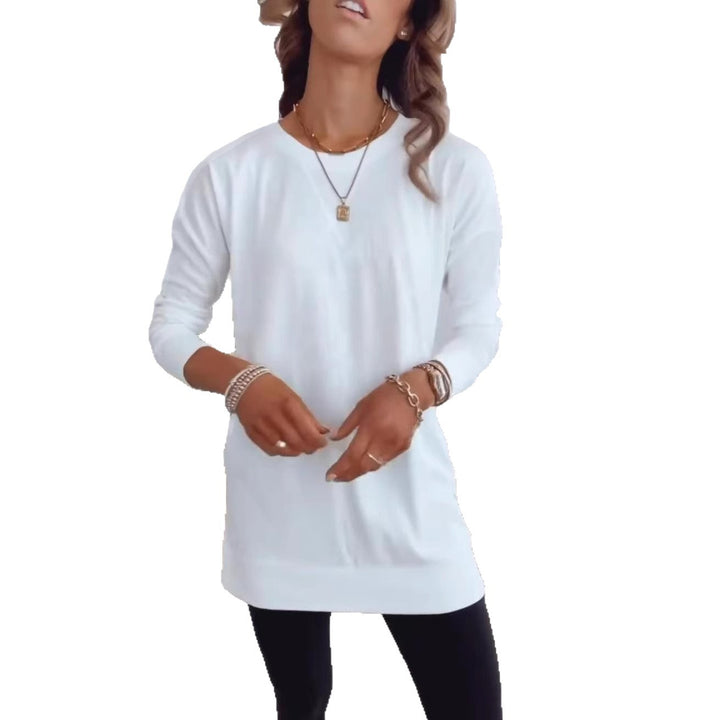 Women's long sleeve tunic with round neck and thumb hole sleeves StylebySassy