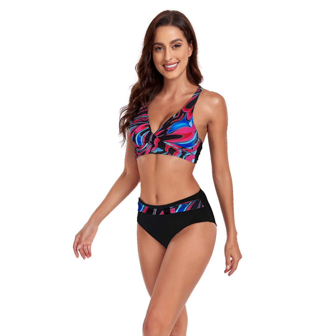 Women's sporty bikini set with trendy cut and modern graphic design StylebySassy