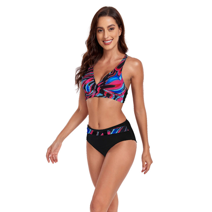Women's sporty bikini set with trendy cut and modern graphic design StylebySassy