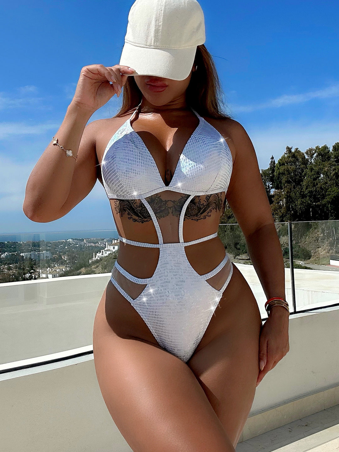 Women Cut-Out Bikini with Shimmering Design StylebySassy