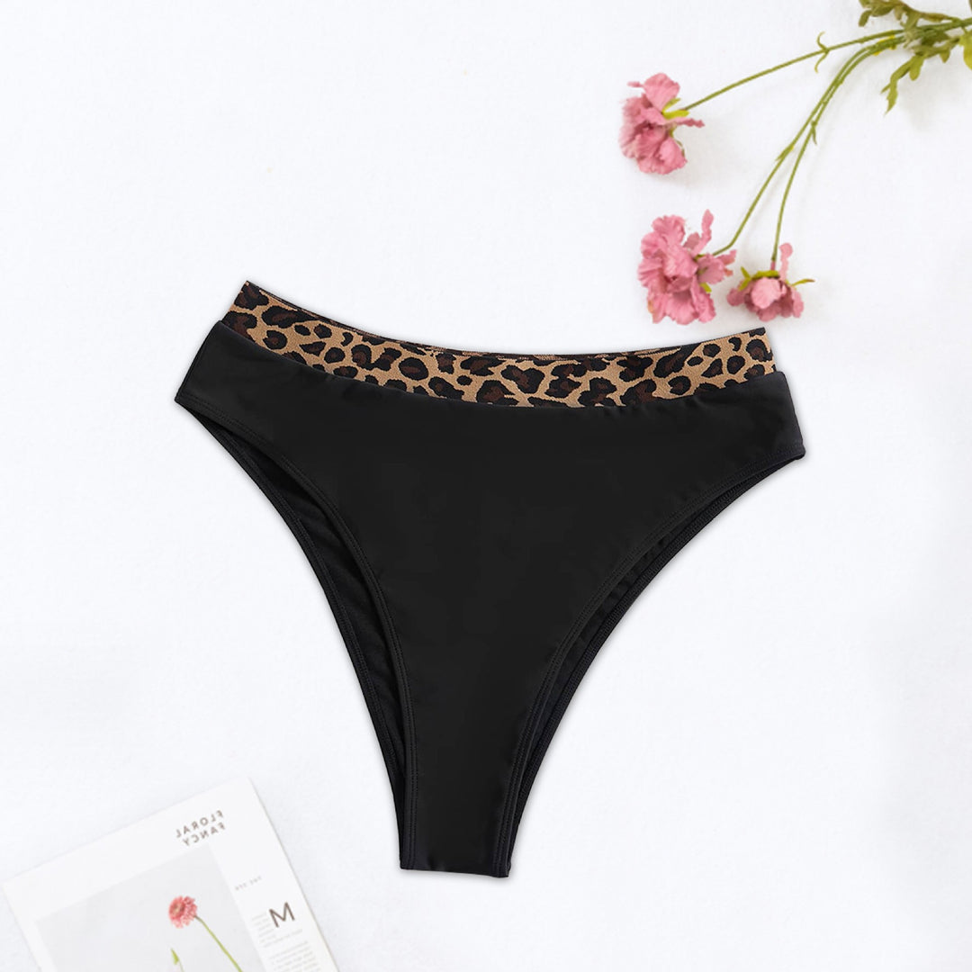 Women High-Waisted Bikini Bottom with Fashionable Leopard Print StylebySassy