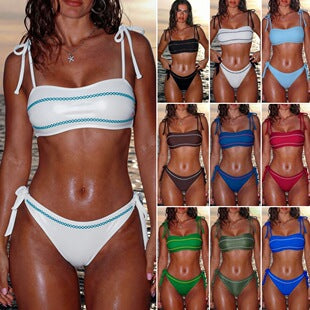 Women's bandeau bikini with elegant ties and delicate design StylebySassy