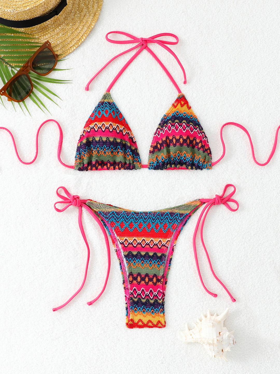 Women's Triangle Bikini with Colorful Ethnic Pattern StylebySassy
