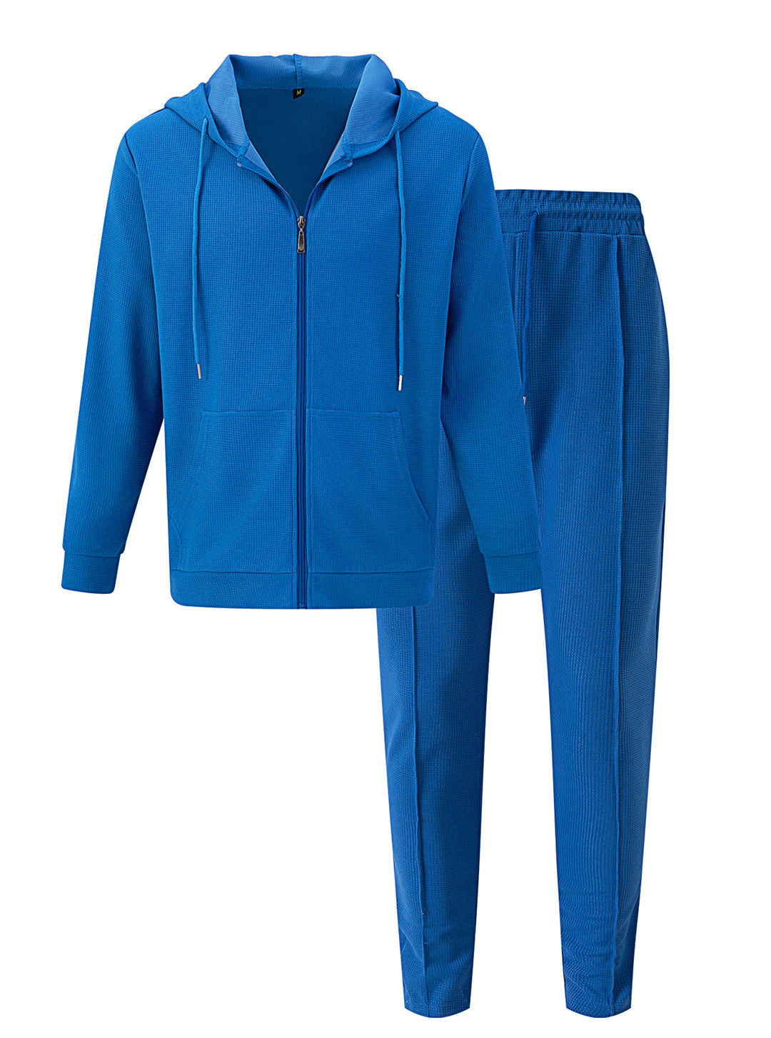 Men's waffle texture tracksuit with hooded zip jacket and tapered jogging pants StylebySassy