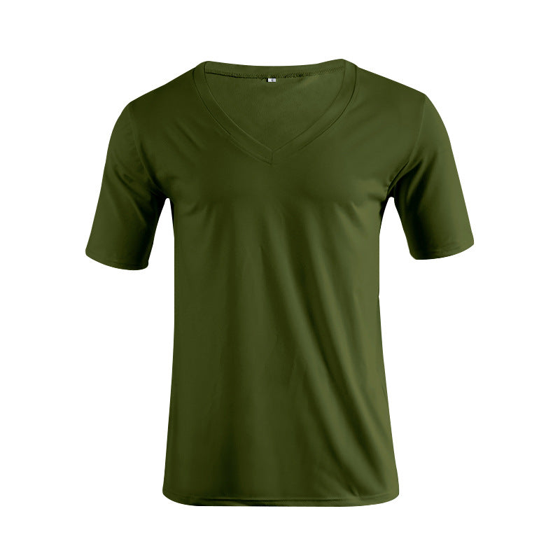 Men's V-neck T-shirt made of fine jersey with slim silhouette and flat seams StylebySassy
