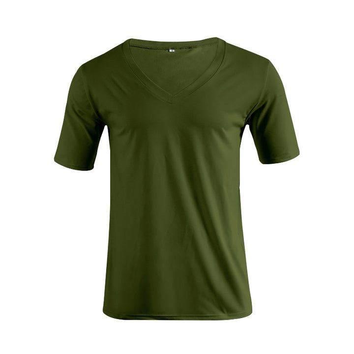 Men's V-neck T-shirt made of fine jersey with slim silhouette and flat seams StylebySassy