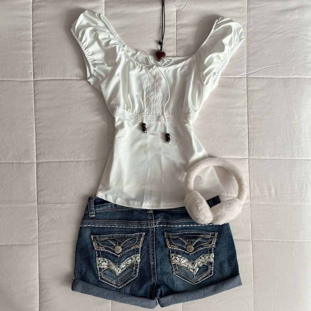 Women Playful Top with Lace Accents and Drawstring StylebySassy