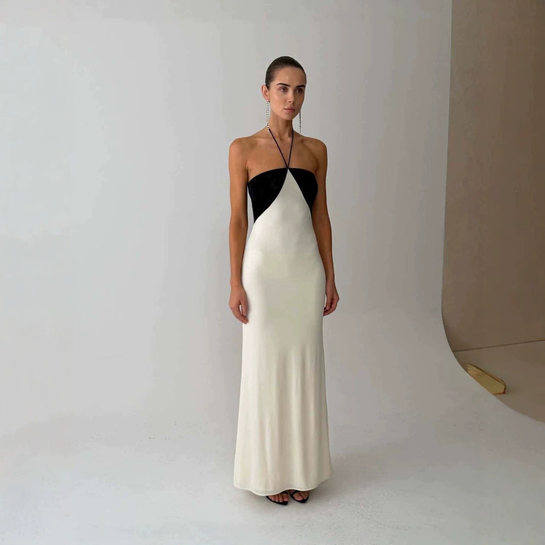 Ladies Elegant Evening Dress with Shimmering Top and Slim Fit StylebySassy