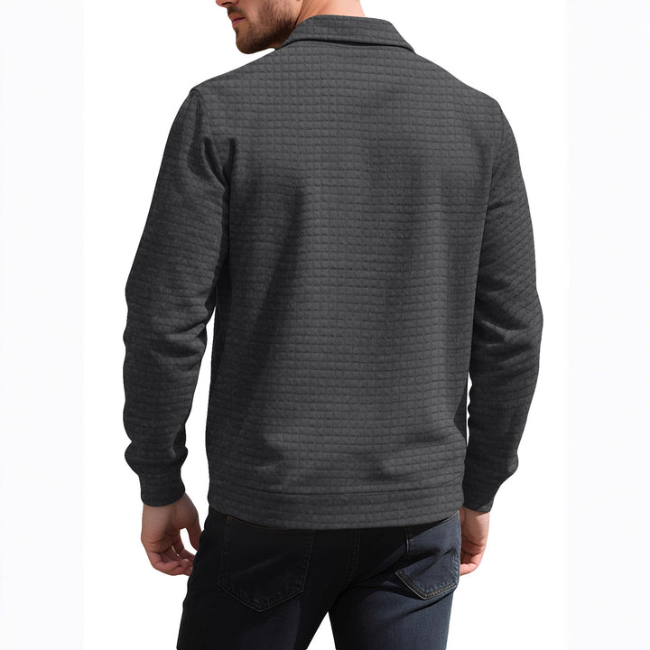 Men's shirt jacket with square quilted structure, snap front and chest flaps StylebySassy