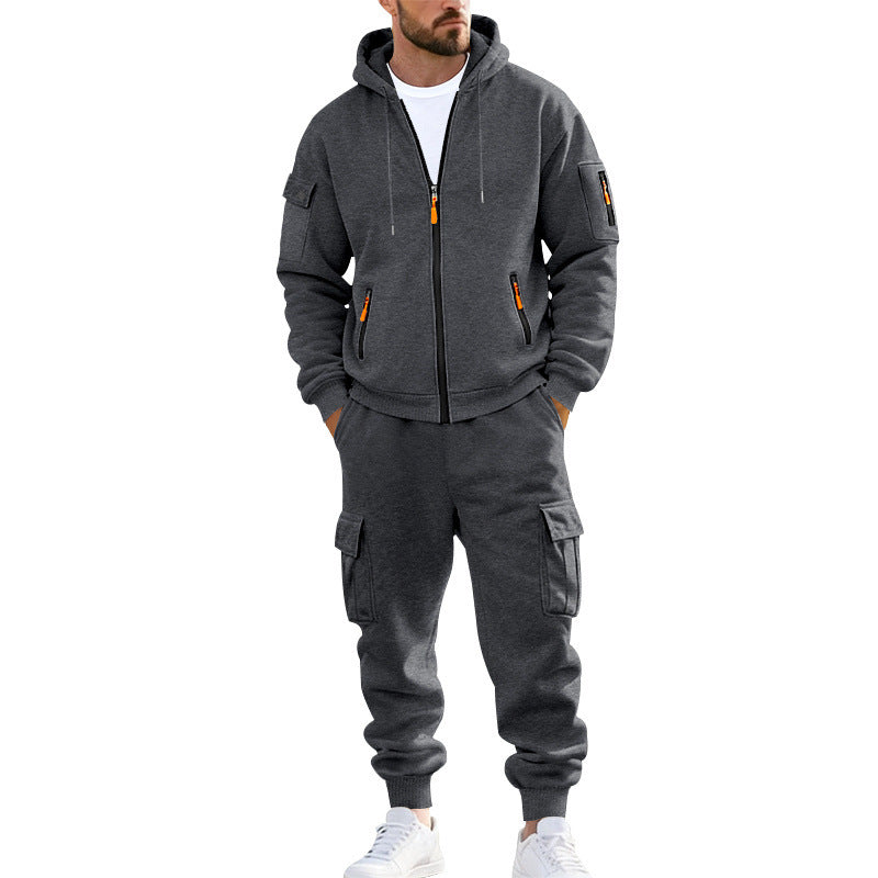 Men's nano urban functional cargo sweat set with hoodie, zippered pockets, and tapered cargo jogger StylebySassy