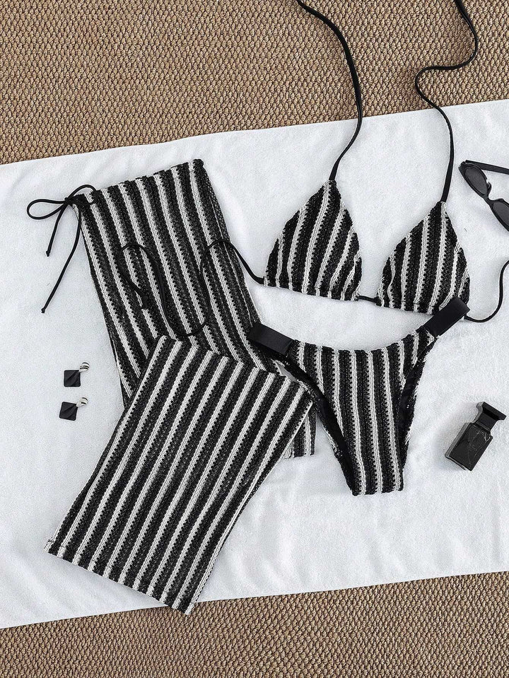 Ladies triangle bikini set with stylish wrap towel StylebySassy