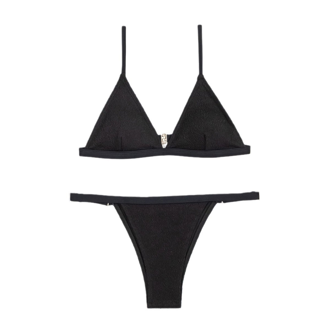 Women Triangle Bikini with elegant texture and adjustable straps StylebySassy