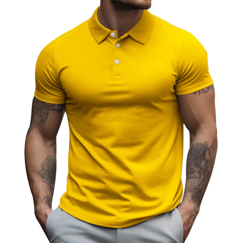 Men's tailored elastic piqué polo shirt with classic collar StylebySassy