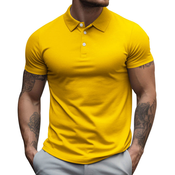 Men's tailored elastic piqué polo shirt with classic collar StylebySassy