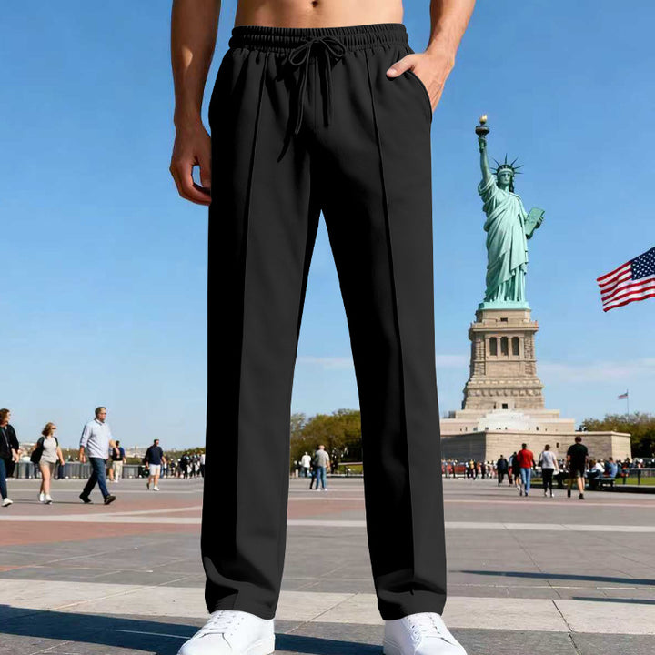 Men's casual-elegant pleated sweatpants with crease, elastic drawstring waistband and side pockets StylebySassy