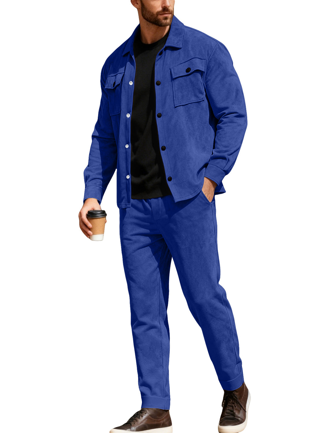 Men's Nan Shirt Jacket with Flap Pockets and Straight Cut Chino Pants StylebySassy