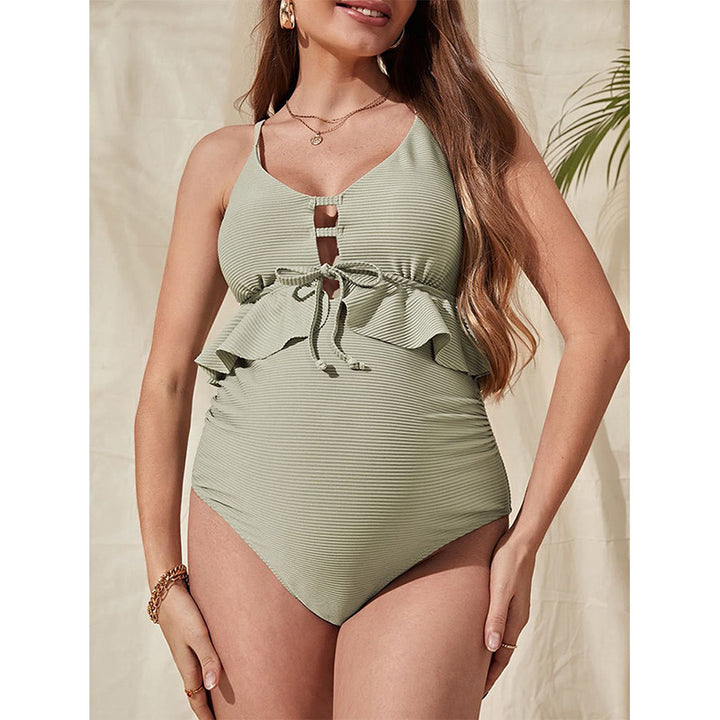 Women one-piece swimsuit with loose wrap detail and gathered skirt StylebySassy