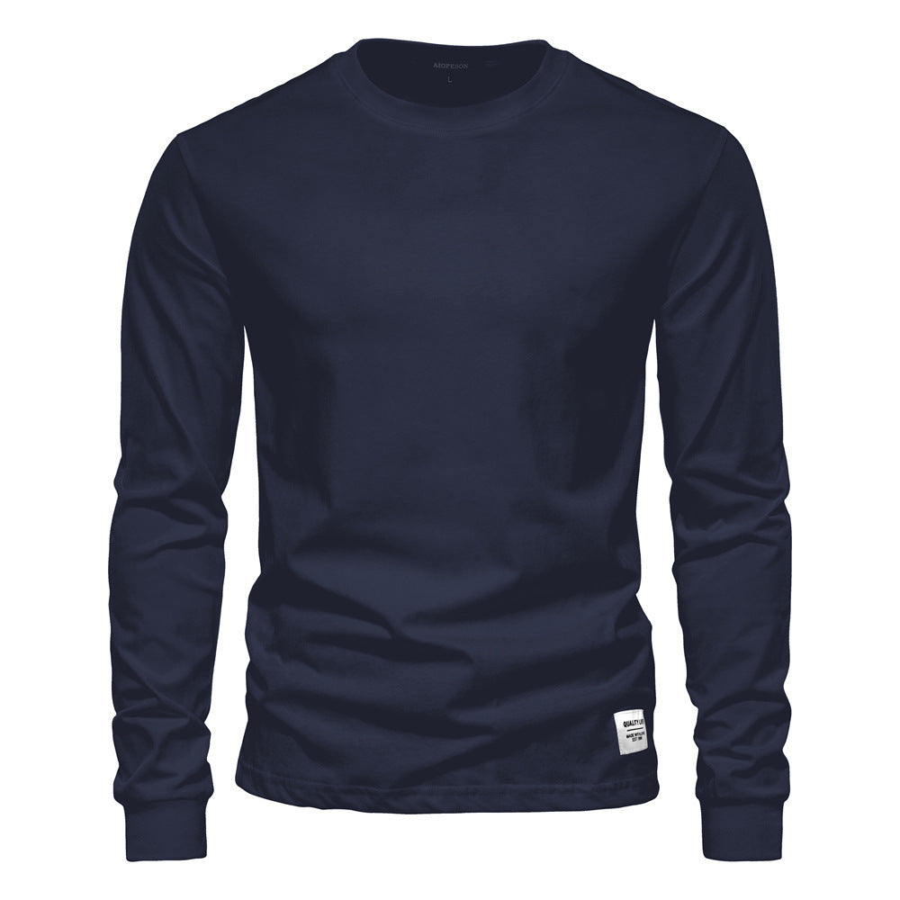 Men's classic long-sleeved cotton shirt with round neck and elastic cuffs StylebySassy