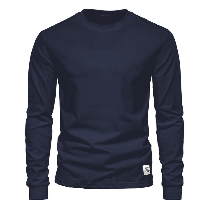 Men's classic long-sleeved cotton shirt with round neck and elastic cuffs StylebySassy