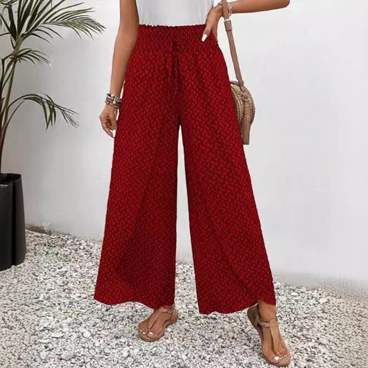 Women's loose summer pants with smocked elastic waistband and palazzo silhouette StylebySassy