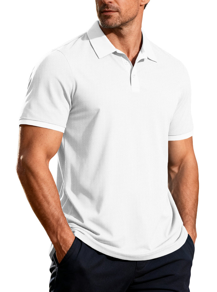 Men's structured pique short-sleeve polo shirt with shirt collar StylebySassy