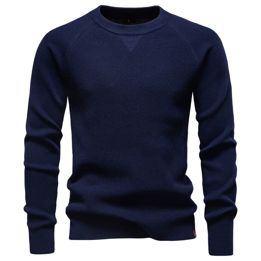 Men's medium thickness textured knit sweater with raglan sleeves and ribbed cuffs StylebySassy