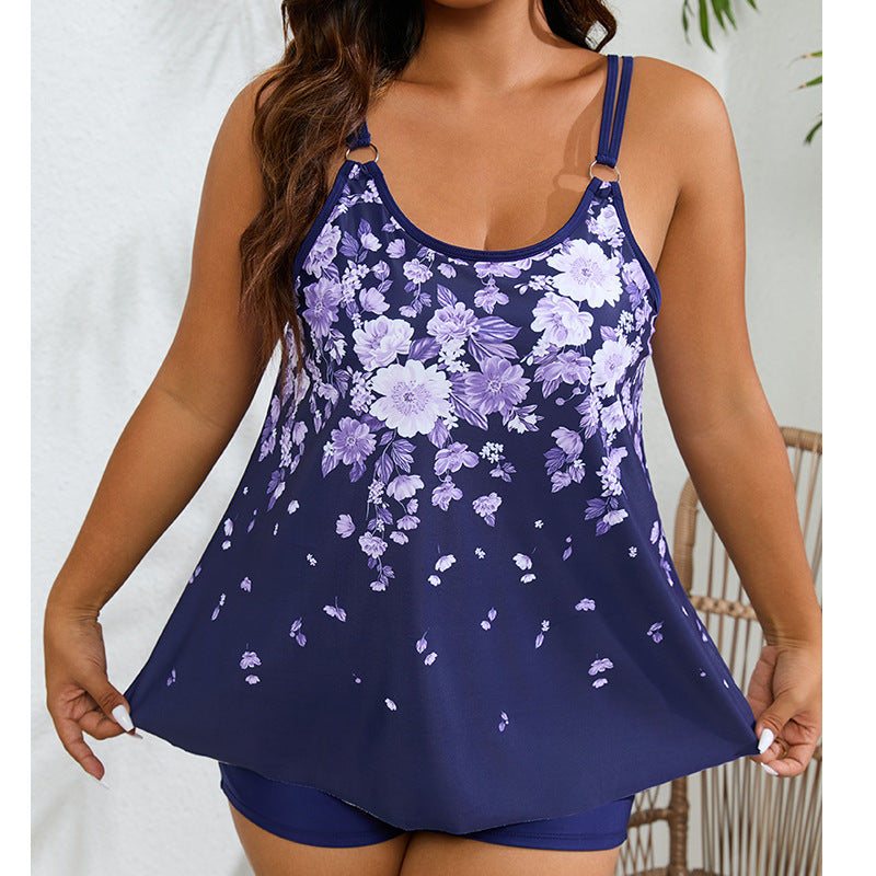 Women's Sporty Tankini Swimsuit with Floral Design and Fashionable Cut StylebySassy