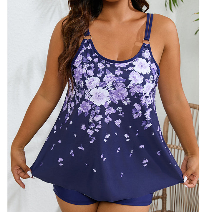 Women's Sporty Tankini Swimsuit with Floral Design and Fashionable Cut StylebySassy