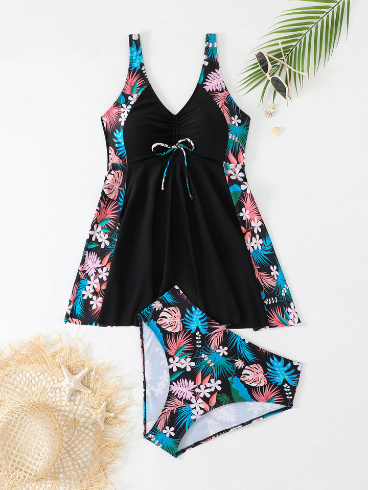 Ladies swimsuit with fashionable ruffle dress look StylebySassy