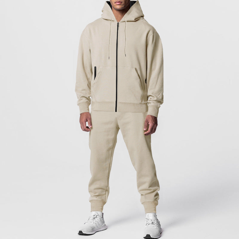 Men's urban zip hoodie with kangaroo pocket and tapered joggers set StylebySassy