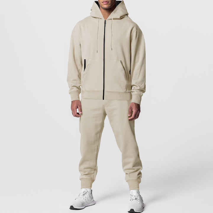 Men's urban zip hoodie with kangaroo pocket and tapered joggers set StylebySassy