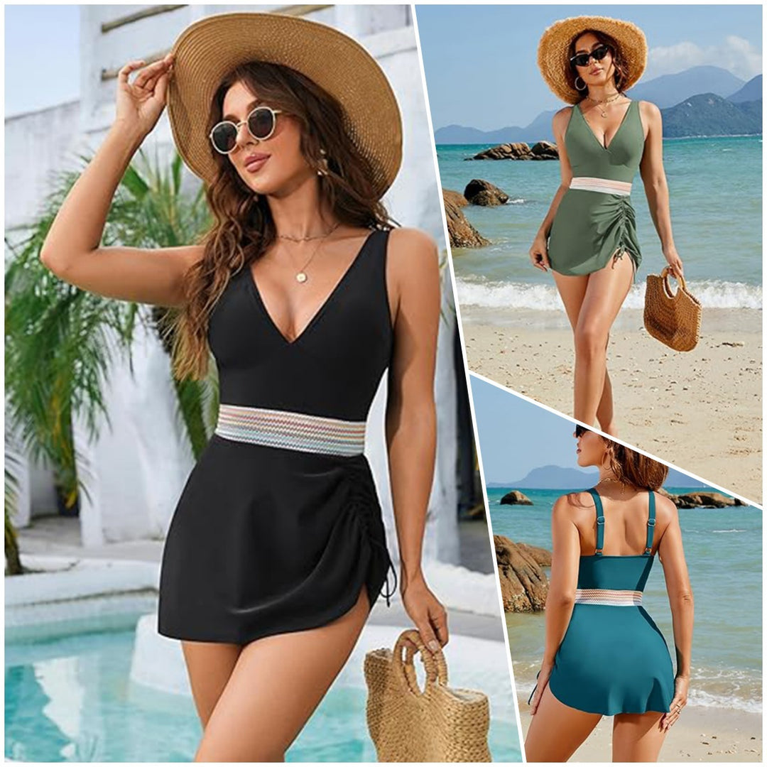 Women's Chic Wrap Swimsuit with Adjustable Waist StylebySassy