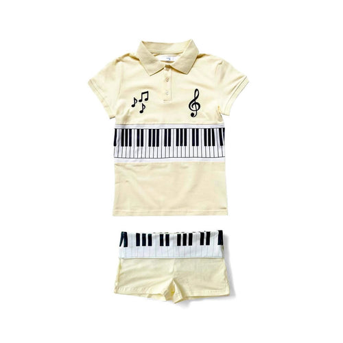 Women's Polo Shirt and Shorts Set with Musical Design StylebySassy