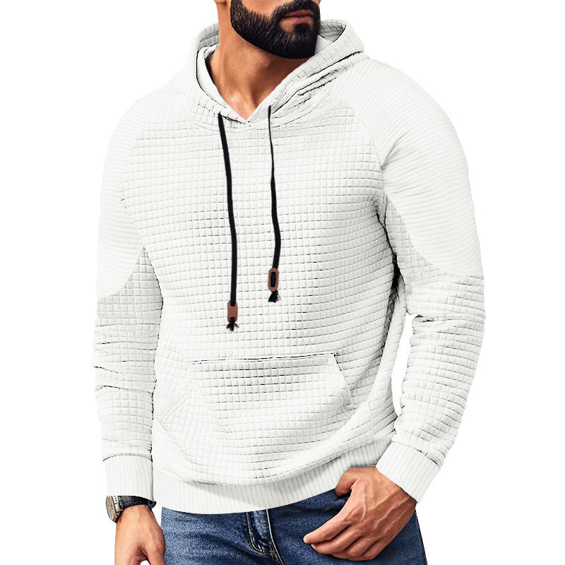 Men's hooded sweatshirt in quilted look with kangaroo pocket, raglan sleeves and drawstring StylebySassy