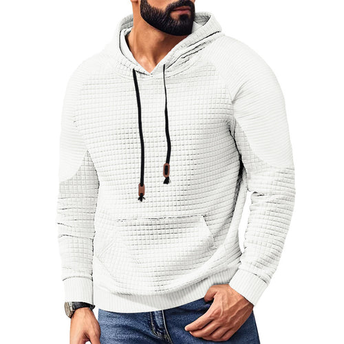 Men's hooded sweatshirt in quilted look with kangaroo pocket, raglan sleeves and drawstring StylebySassy