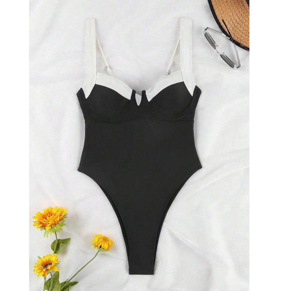 Women's Elegant High-Cut Swimsuit with Fashionable Strap Details StylebySassy